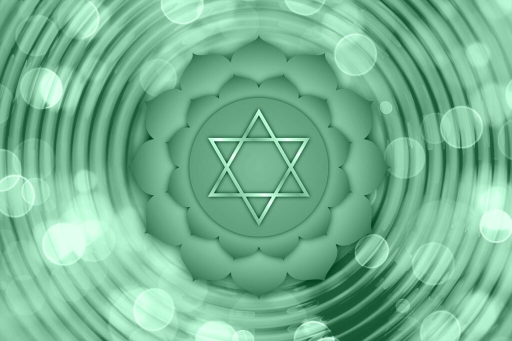 Heart Chakra Anahata crystal energy center for love and compassion, green gemstones for healing and emotional balance.